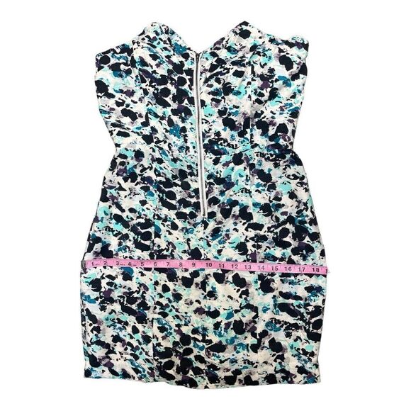 NWT BCBG Generation Blue Sleeveless Mini Floral Cocktail Dress Zipper Sz 8 - Picture 3 of 7